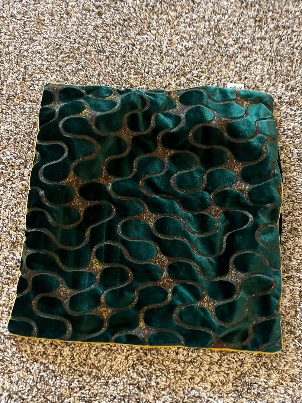 Emerald Green Velvet Patterned Mini pillowcase